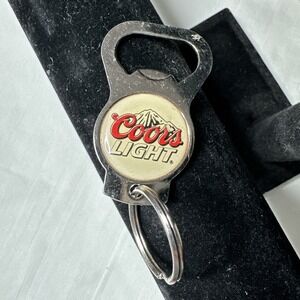 VTG Coors Light keychain Bottle Opener Metal Silver Tone Rocky Mountains